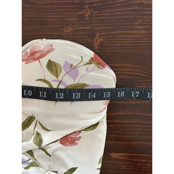 JLUXLABLE Strapless Dress L Floral Y2K 90's Fairy Ruched Asymmetrical - Picture 11 of 16